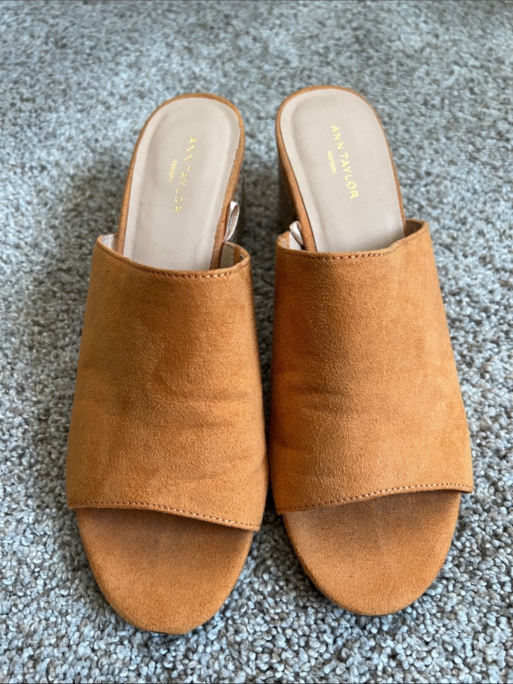 Ann Taylor Suede Open-Toe Slide Mules